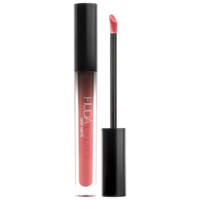 Huda Beauty Demi Matte Cream Liquid Lipstick Color Bonnie - A Flirty Yet Sophisticated Pink