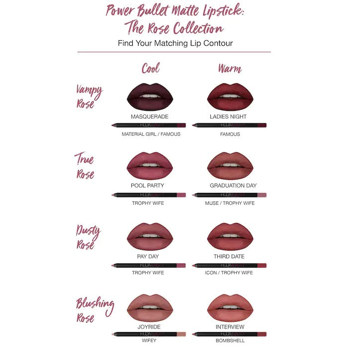 Huda Beauty Power Bullet Matte Lipstick Pool Party A Daring and Distinguished Berry (Cool Toned)