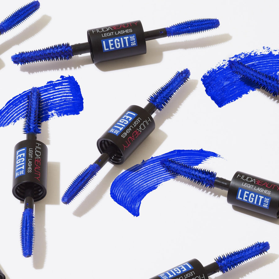 Huda Beauty LEGIT LASHES Double-Ended Volumizing and Lengthening Mascara Electric Blue Mini