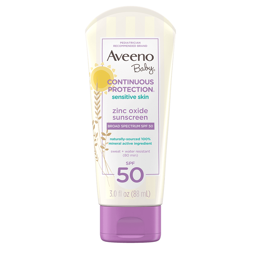Aveeno Baby Continuous Protection® Sensitive Skin Lotion Zinc Oxide Sunscreen with Broad Spectrum SPF 50